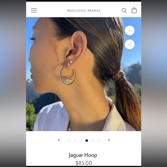 $85 Melinda Maria Gold Jaguar Hoop Earrings Hoops - Picture 3 of 3